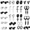 VELESAY 20Paia Acciaio Chirurgico Orecchini per Uomo Donna a Cerchio Nero Pendente Croce Kpop Huggie Anallergici Set Tondo Argento Zirconi Punk