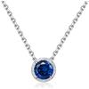 Qings Collane con Zaffiro Blu Settembre per Donna Settembre - Ciondolo con Birthstone Rotonda Blu in Argento Sterling, September Birthstone Necklace