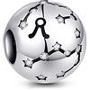 NINGAN Ariete 12-Il Fascino di Compleanno del Segno di Zodiaco Il Fascino Argento Sterlina Adatto al Braccialetto e alla Collana di Compleanno per Donne & Amici