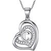 Morella Collana Donna a Forma di Cuore Lettera C con zirconi Bianchi 46 cm Argento 925 rodiato