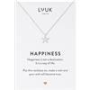 LUUK LIFESTYLE Collana stella con Ciondolo in Acciaio Inossidabile e Carta regalo HAPPINESS, Regali per Lei, Donna, Madre, Catenina in filigrana, Gioiello Elegante, Argento (50cm c.)