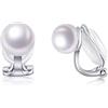 PHNIBIRD Orecchini Clip Donna con Non Perforato Argento Orecchini Perle di a Clip Comodo e Indolore Semplice Stil per Adatto Per l'uso Quotidiano