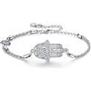 Aniu Bracciale Mano di Fatima per Donna, Bracciale Mano di Hamsa Argento Sterling 925, Mano Di Fatima Bracciale con Evil Eye Blu, Mano Di Fatima Gioielli per Donne