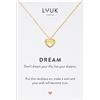 LUUK LIFESTYLE Collana con cuore Ciondolo (50cm c.) in Acciaio Inossidabile e carta Dream, Portafortuna, Gioielli Donna, Simboli Amicizia, Amore, Regali per Lei, Moglie, Madre, Oro