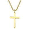 FANCIME Collana Croce Ciondolo in argento Sterling 925 Placcato Oro con Catena in Acciaio Inossidabile 60cm per Uomo Ragazzi