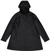 RAINS Giacca Rains A-line W Jacket impermeabile, silhouette a trapezio, chiusura frontale con bottoni automatici nascosti, cappuccio con coulisse, tasche laterali, antivento, colore Nero Nero Black