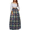 CLOCOLOR SYMALL Donna Gonna Tradizionale Africana Gonna Lunga Cintura con Stampa Gonna a Pieghe Modello Esotico Africano per Donna Gonne Casual Grande Vintage Abito Boho A