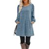 ORANDESIGNE Abito a Maglia per Donna Abito a Maniche Lunghe Abito a Tunica Casual con Bottoni da Donna con Tasche A Blu XL