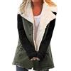 ORANDESIGNE Giacca Invernale Donna Parka Giacche Peluche Giaccone Peloso Caldo Elegante Cardigan con bottoni Fleece Jumper Sweatshirt Cappotto Verde-nero M