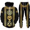 Osheoiso Tuta Uomo Stampato Manica Lunga Magliette Pantaloni Lunghe Sportive Palestra Casual Bodybuilding Running Tenere Caldo Tute da Ginnastica Taglie Forti B 2 L
