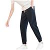 Generico Pantaloni Casual Uomo Regular Pantaloni Casual da Uomo ed Estivi Pantaloni da Uomo in Cotone Selvaggio e Lino Sciolto Versione Coreana dei Pantaloni alla Moda Pantaloni Dritti (Z3-Navy, M)