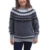 Alpacaandmore, maglione da donna con collo rotondo, stile norvegese, in lana di alpaca grigio. L