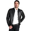 D'Arienzo - Bomber Giacca in Pelle Uomo Nera Vera Pelle Primavera Giubbino Made in Italy 44/Nero