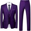 DAIHAN Uomo vestibilità su Misura Abito da Cerimonia Formale da Matrimonio Risvolto Sciallato Completo Smoking Blazer Pantalone e Gilet Tinta Unita Abito Classico a 3 Pezzi Viola XXL