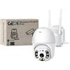 GeDi - Telecamera Wi-Fi PTZ Dome 1080p 4 LED IR e 4 LED Array Per Videosorveglianza di Sicurezza Esterna Con APP ICSee Rilevamento Movimento Allarme PT-01 Con Slot Memoria SD