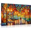 Panther Print Leonid Afremov - Dipinto a olio astratto su tela da parete per soggiorno, decorazione casa, Rains Rustle Ii, 46x31 cm (18x12in)