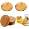 Generic Set di 6 Coperchi in Bambù da 82 mm - Riutilizzabili per Barattoli, Lattine di Birra e Tazze in Ceramica - Legno Naturale