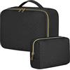 IGOLUMON Beauty Case Donna 2 Pezzi Trousse Beauty Case da Viaggio Impermeabile Pochette Donna Trucchi Borsa Toilette Organizer Makeup Bag Nero