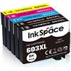 InkSpace 603XL Cartucce Compatibili per Epson 603 XL Multipack pour Epson Home XP-2100 XP-2105 XP-2150 XP-3100 XP-3105 XP-3150 XP-4100 XP-4105 XP-4150 Workforce WF-2810 WF-2820 WF-2830 WF-2835 WF-2850