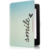 kwmobile Custodia eReader Compatibile con Amazon Kindle Paperwhite Cover - eBook Reader Flip Case - blu/turchese - Smile Minimal
