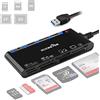 ROCKETEK Lettore di schede USB 3.0, 7 in 1 SD/TF/CF/MS/XD/Micro SD Lettore di schede di memoria con USB3.0 (5 Gbps) Super Speed, compatibile con Windows/Linux/Mac OS/Vista