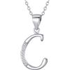 Morella Collana donna argento con ciondolo lettera C argento 925 rodinato con zirconi bianchi 45 cm