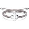Jrêveinfini Quadrifoglio Bracciale Donna Argento 925, Bracciale Portafortuna Bambina Ragazza, Bracciale Mamma Corda Amicizia, Regalo Natale Compleanno Donna Bambina