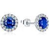 JO WISDOM Orecchini in Argento 925 Donna con 3A Zirconia cubica Settembre Birthstone Colore Zaffiro,Gioielli per le Donne