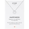 LUUK LIFESTYLE Collanina in acciaio inossidabile elegante da donna con ciondolo sole e cartolina HAPPINESS, gioielli eleganti e alla moda per l'estate, argento