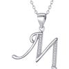 Morella Collana donna argento con ciondolo lettera M argento 925 rodinato con zirconi bianchi 45 cm