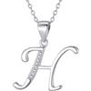 Morella Collana donna argento con ciondolo lettere diverse argento 925 rodinato con zirconi bianchi 45 cm