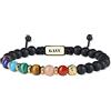 GAVU Bracciale Pietre Chakra da Uomo e da Donna con Perline di Cristalli Naturali Onice Nero Opaco S