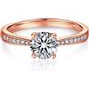 MomentWish Anelli Donna Oro rosa, 1 Carato Moissanite Diamante Anello Argento 925 Fidanzamento Promessa Fedi Donna con Certificato Gra Dimensione 48