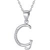 Morella Collana donna argento con ciondolo lettera G argento 925 rodinato con zirconi bianchi 45 cm