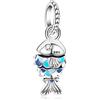 Annmors Donna Ciondolo Pesce blu Argento 925 Colgantes con Zirconia cubica per Charm Bracciale