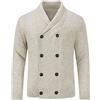 Sliktaa Cardigan Lavorato a Maglia da Uomo Fibbia Doppiopetto Chiusura Maglione Autunno Inverno Cappotto, Beige, 2XL
