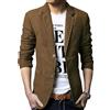 Allthemen Blazer da Uomo Casual Giacca Slim Fit Giacche in Cotone Monopetto a Due Bottoni Blazer Elegante Tinta Unita Cachi M