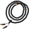 COAI Collana Mala 108 Perle di Onice con Spaziatori in Occhio di Tigre Marrone Unisex