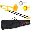 PBONE trombone pBone, trombone in plastica ABS (tubi di scorrimento in fibra di vetro, campana da 8, foro da 12,7 mm, bocchino in plastica con gambo stretto, borsa inclusa), giallo