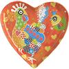 Maxwell & Williams Love Hearts Piattino da Dessert a Cuore in Porcellana, Motivo "Il Ballo delle Galline", Confezione Regalo, Colore Arancio, 15,5 cm