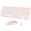 cimetech Tastiera e Mouse Wireless, Layout Italiano QWERTY, cimetech Ultra-Sottile ‎Ergonomico Full-Size 2.4Ghz con Ricevitore Nano per PC/Laptop/Win7/Win8/Win10（Rosa）