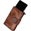 FA.Volmer ® POP-UP VO24/31 - Portafoglio in vera pelle con/senza scomparto per monete, per uomo e donna, massimo 11 carte, protezione RFID, Zip marrone, M, Contemporaneo