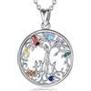 EUDORA Harmony Ball Collana Albero Della Vita per Donna 925 Sterling Sterling Albero Madre Albero Ciondolo Albero con Tre Bambini per Mamma Collana Colorata CZ Colorata per Madre Gioielli Regalo,45 cm
