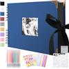 Splend Album Fotografico Personalizzabile 30 x 21 cm, Album Foto 80 Pagine, Blu | Scrapbooking a Spirale, per 160 Foto, 2 Angolari, 6 Adesivi, 5 Stencil, 12 Pennarelli Colorati, per Anniversario Matrimonio