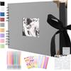 Splend Album Fotografico Personalizzabile 30 x 21 cm, Album Foto 80 Pagine, Grigio | Scrapbooking a Spirale, per 160 Foto, 2 Angolari, 6 Adesivi, 5 Stencil, 12 Pennarelli Colorati, per Anniversario Matrimonio