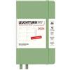 LEUCHTTURM1917 367633 Agenda settimanale Pocket (A6) 2024, con quaderno extra per indirizzi e anniversari, salvia, tedesco, 12 mesi