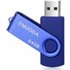 ENUODA Chiavetta USB 64GB Pen Drive USB 2.0 Metallo Memoria USB con Luce LED per PC,Laptop,TV (Blu)