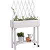 dobar® 58186e - Aiuola rialzata arrotolabile con traliccio | Fioriera su ruote | aiuola in legno massiccio | aiuola sottile per giardino/terrazze/balcone | 79 x 28,5 x 130 cm | bianco