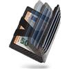 WEST Magic Wallet Portafoglio con Portamonete e Protezione RFID Carbonio | Portafoglio compatto con bande elastiche resistenti per carte e banconote; confezione regalo inclusa.