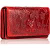 Matador Marca Portafoglio Donna Firmato Pelle #VENEDIG con Nobile Scatola Regalo, Lusso Porta Carte Donna con protezione RFID, Portafoglio Grande con Molti Scomparti per Carte, Fiori Rosso